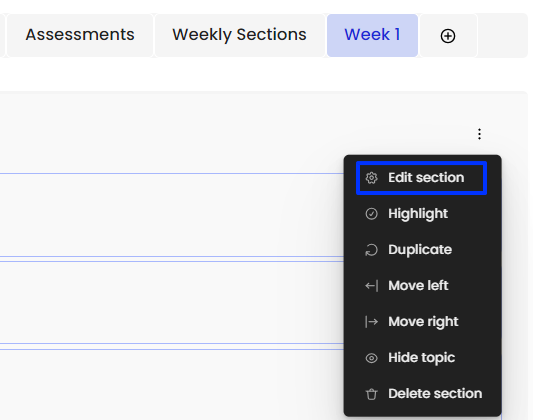 Moodle - Onetopic Sections - Actions Menu - Edit Section